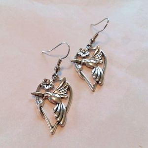 Beautiful Hummingbird Earrings Silver Hook